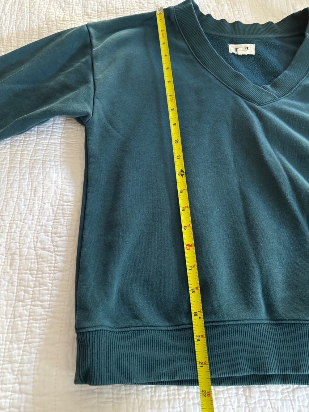 Pact Fleece V-Neck Sweatshirt Teal - Size XS - Picture 6 of 8